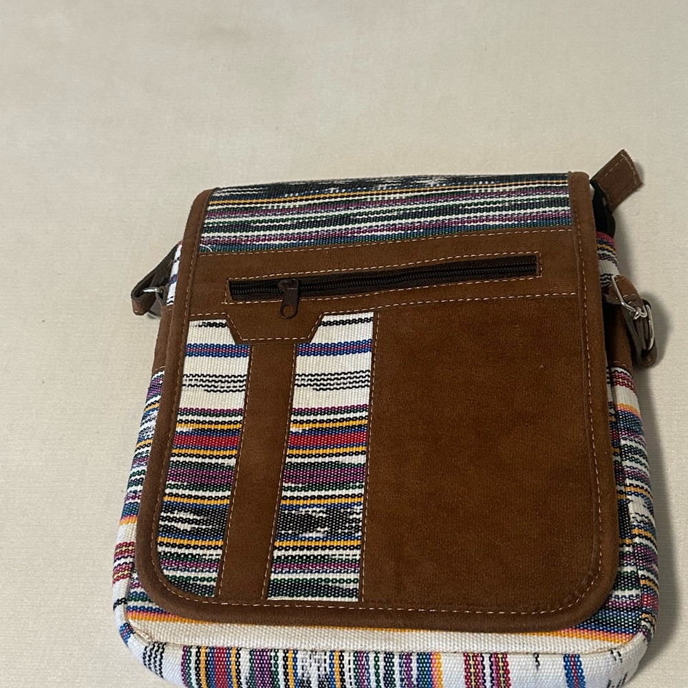 Brown leather and Multicolor women’s Shoulder Bag